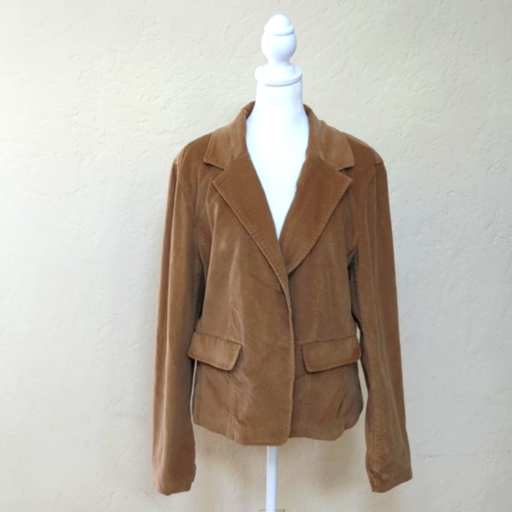 New Frontier Vintage Tan Corduroy Cropped Jacket Size XL